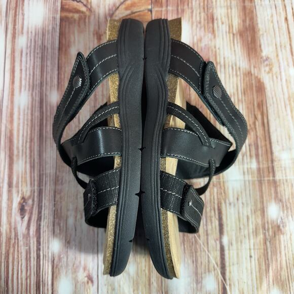 Clarks APRIL WILLOW Size 9 Black Leather Sandals Slides Comfort Open Toe Shoes - Picture 7 of 10